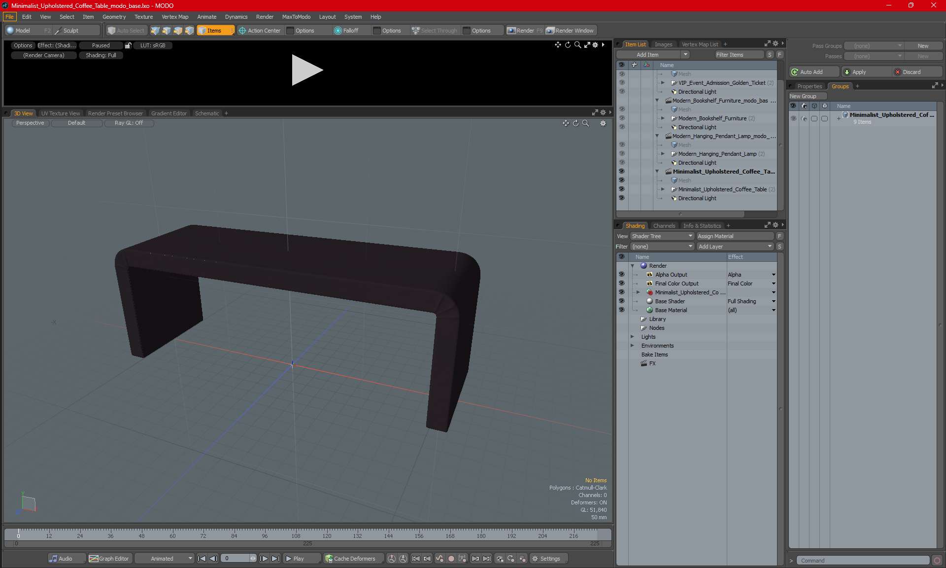 3D model Minimalist Upholstered Coffee Table