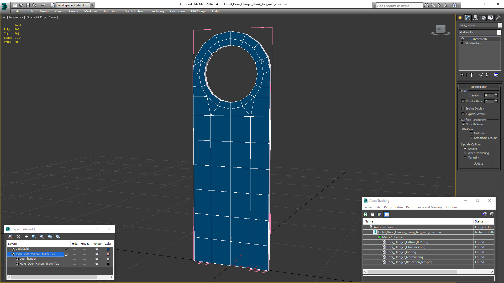 Hotel Door Hanger Blank Tag 3D