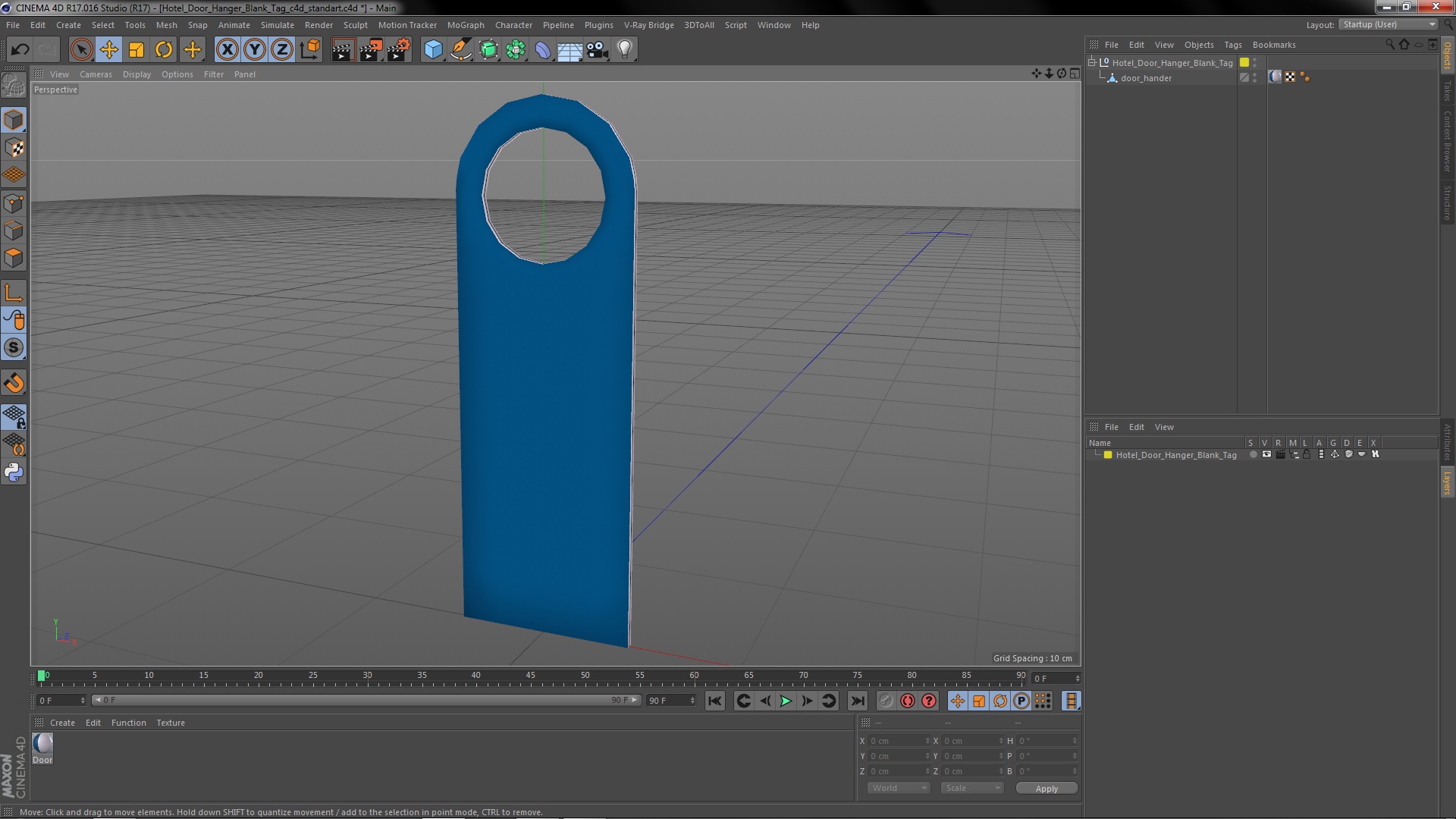 Hotel Door Hanger Blank Tag 3D
