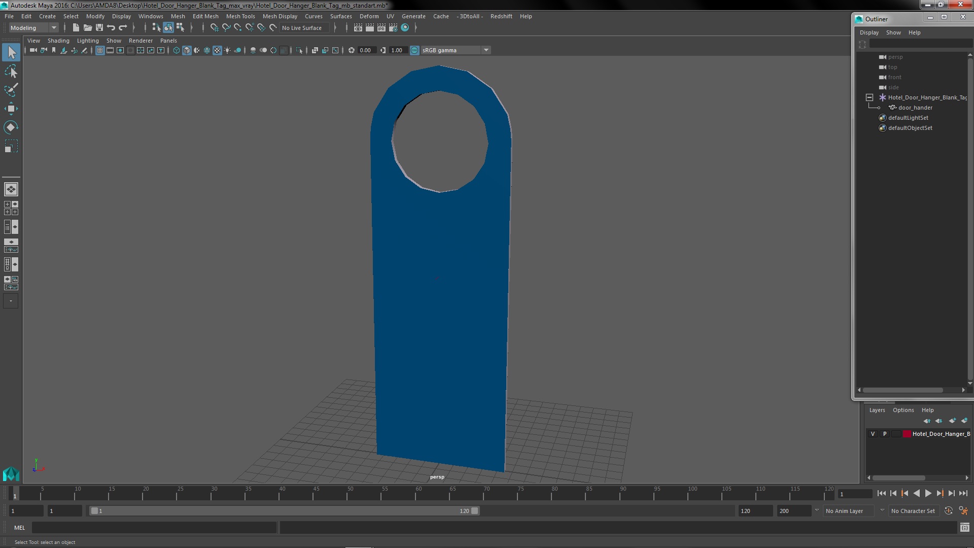 Hotel Door Hanger Blank Tag 3D