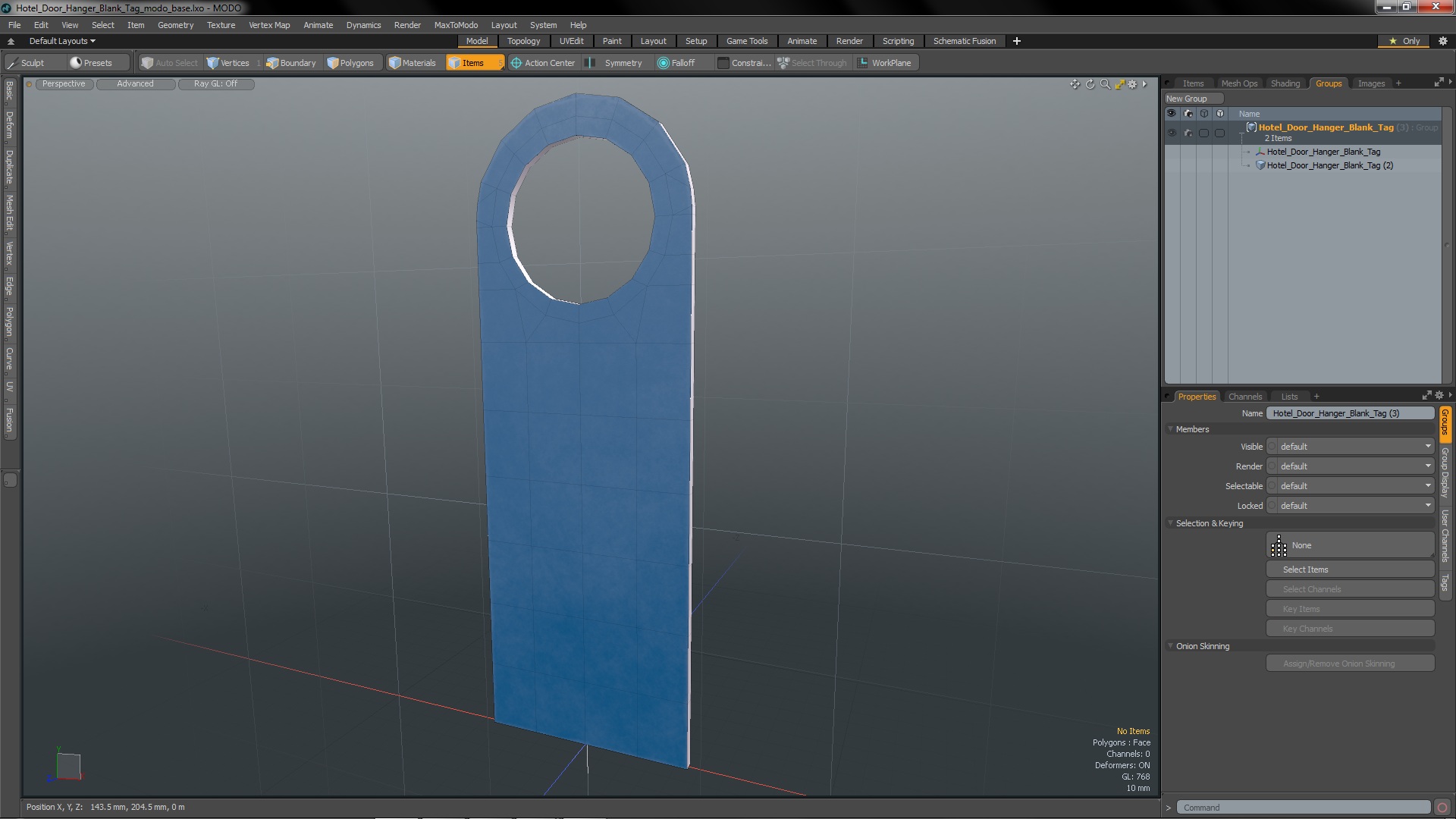 Hotel Door Hanger Blank Tag 3D