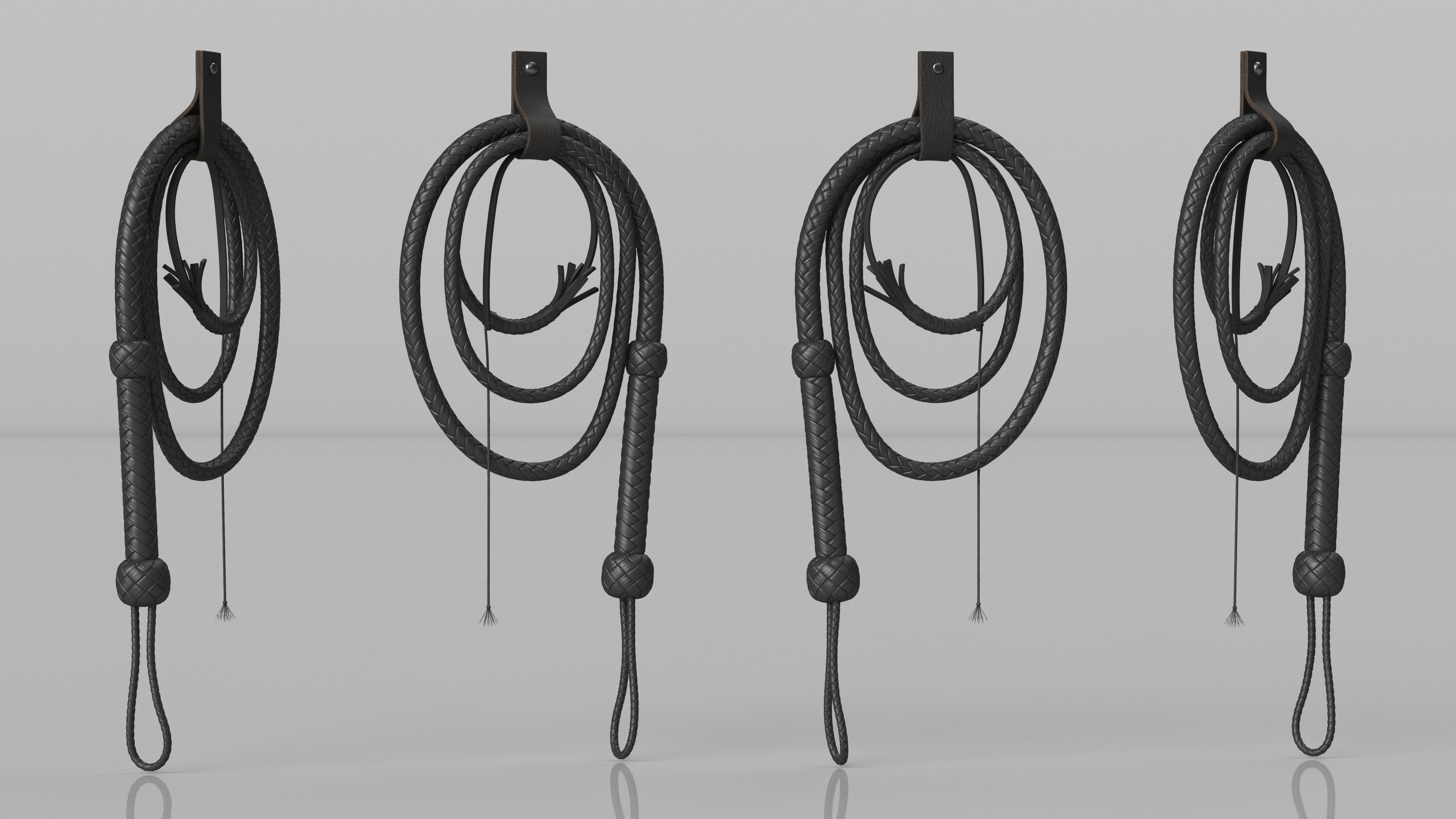 3D model Cowboy Black Whip with Holster