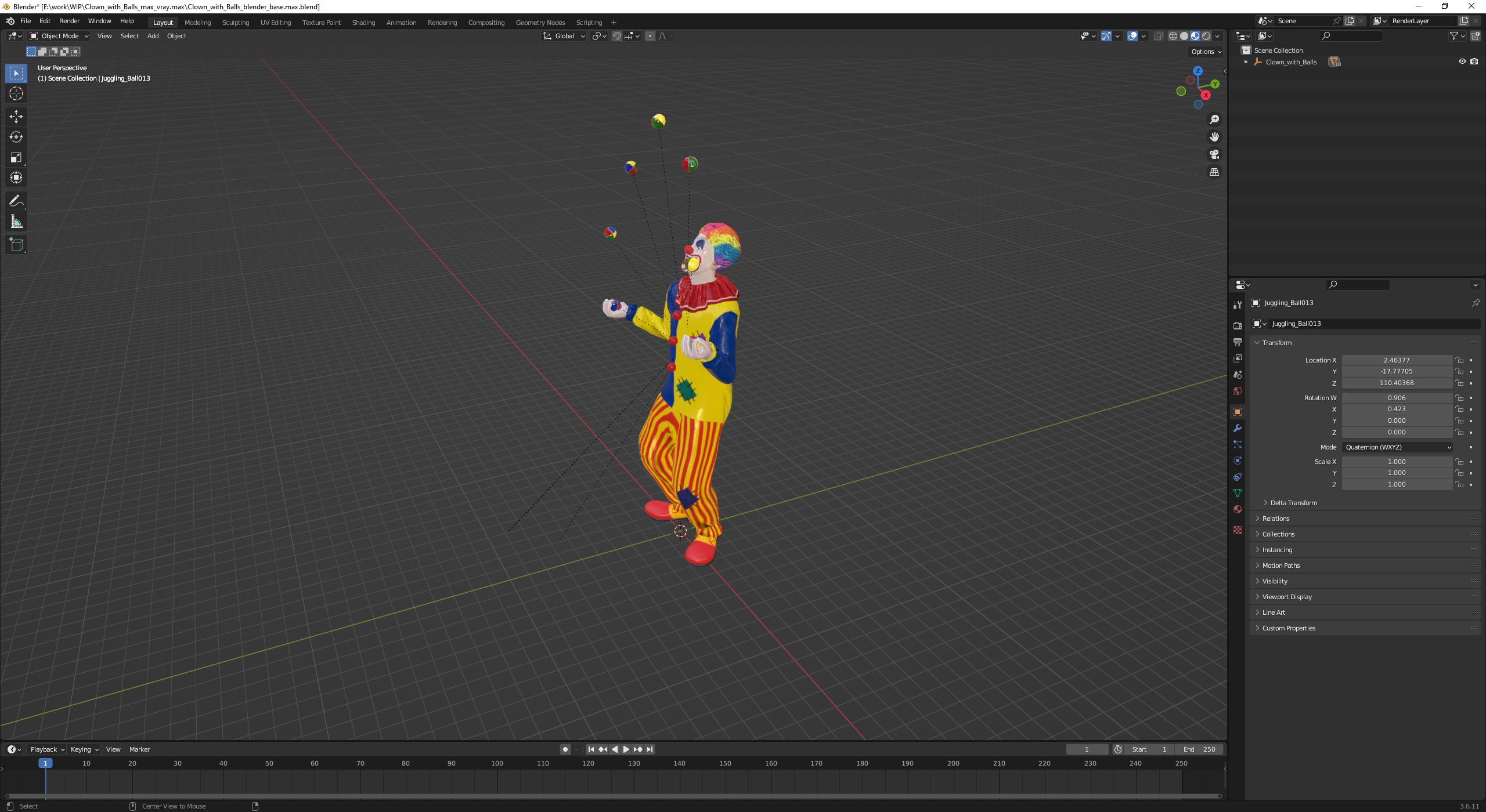 3D Clown with Balls