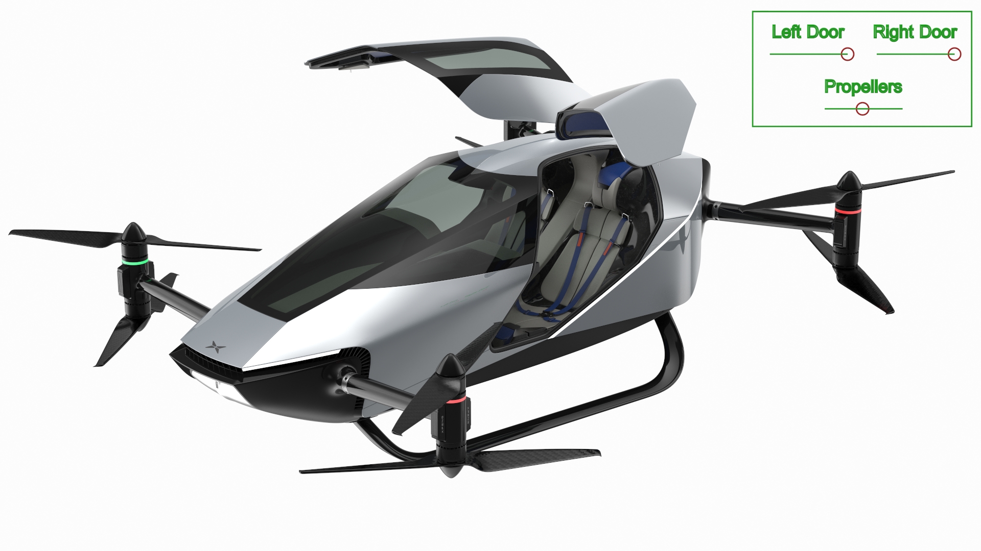 3D model Xpeng X2 Flying Car Rigged for Cinema 4D