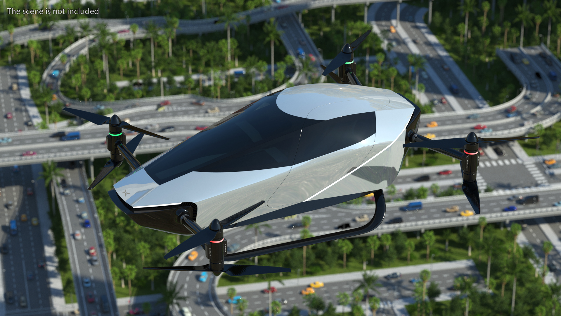 3D model Xpeng X2 Flying Car Rigged for Cinema 4D