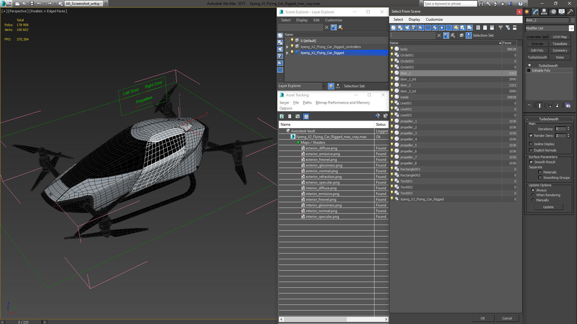 3D model Xpeng X2 Flying Car Rigged for Cinema 4D