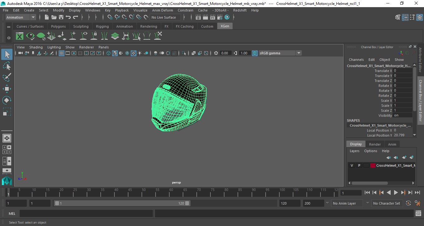 3D CrossHelmet X1 Smart Motorcycle Helmet model