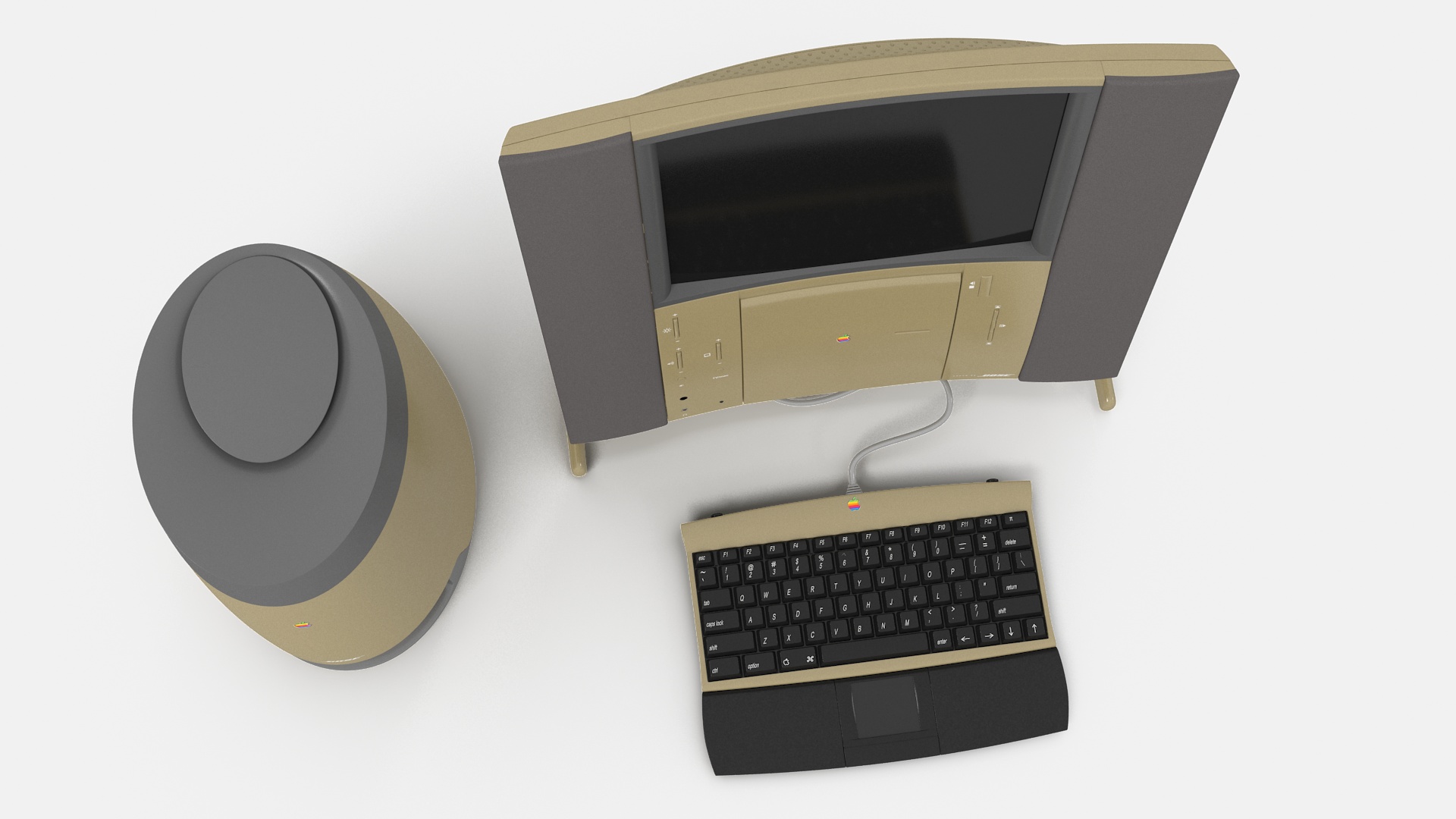 Vintage Apple 20th Anniversary Macintosh with Speakers and Keyboard 3D