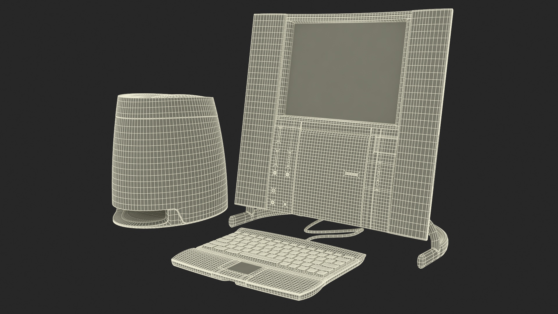 Vintage Apple 20th Anniversary Macintosh with Speakers and Keyboard 3D