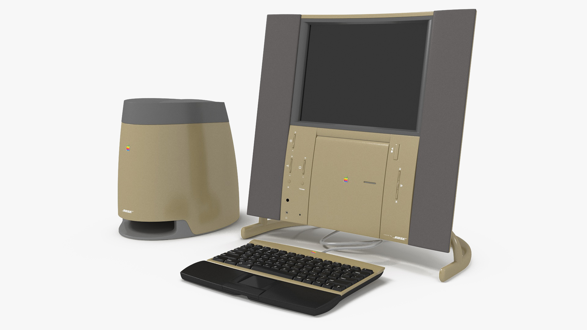 Vintage Apple 20th Anniversary Macintosh with Speakers and Keyboard 3D