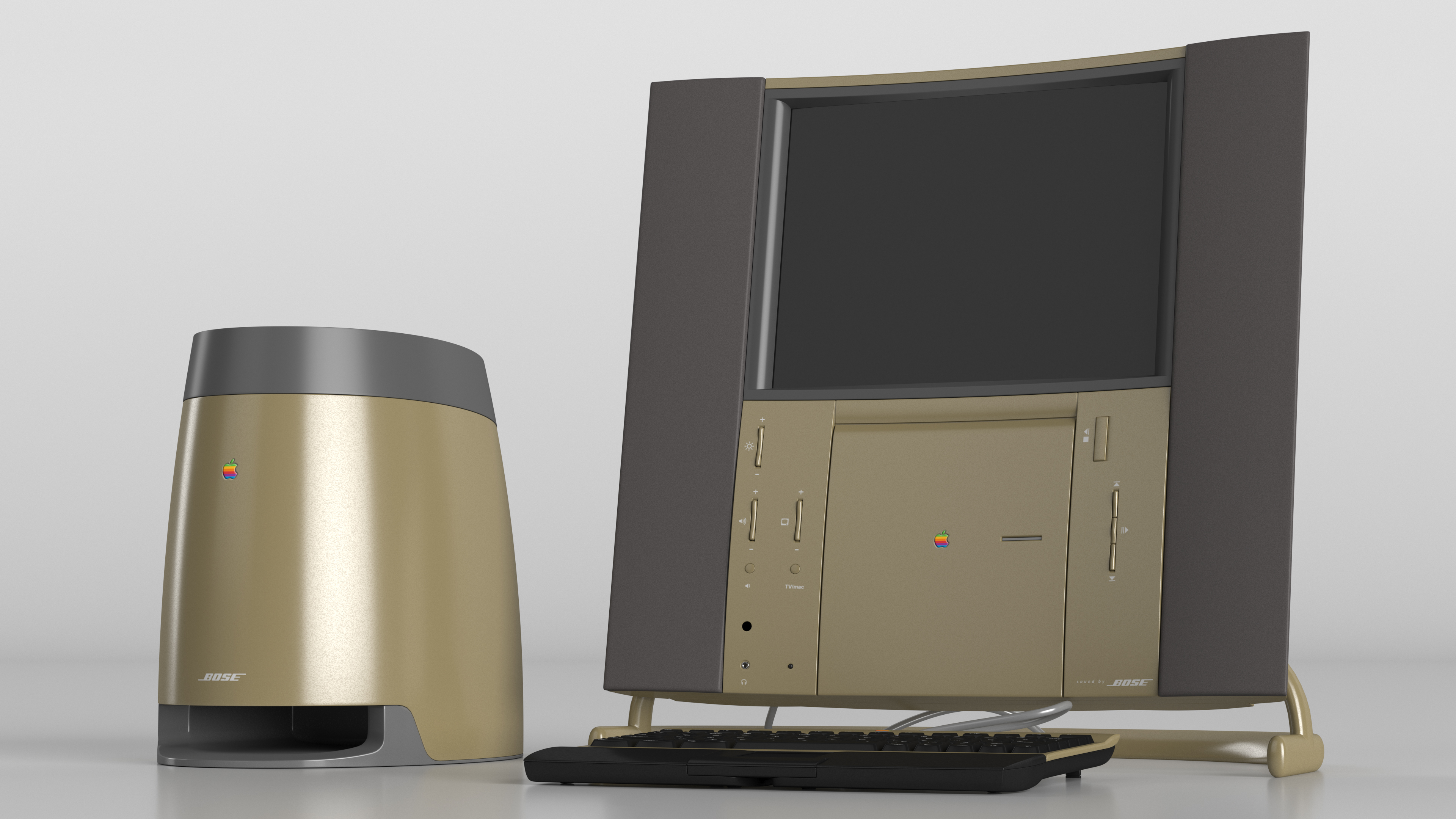 Vintage Apple 20th Anniversary Macintosh with Speakers and Keyboard 3D