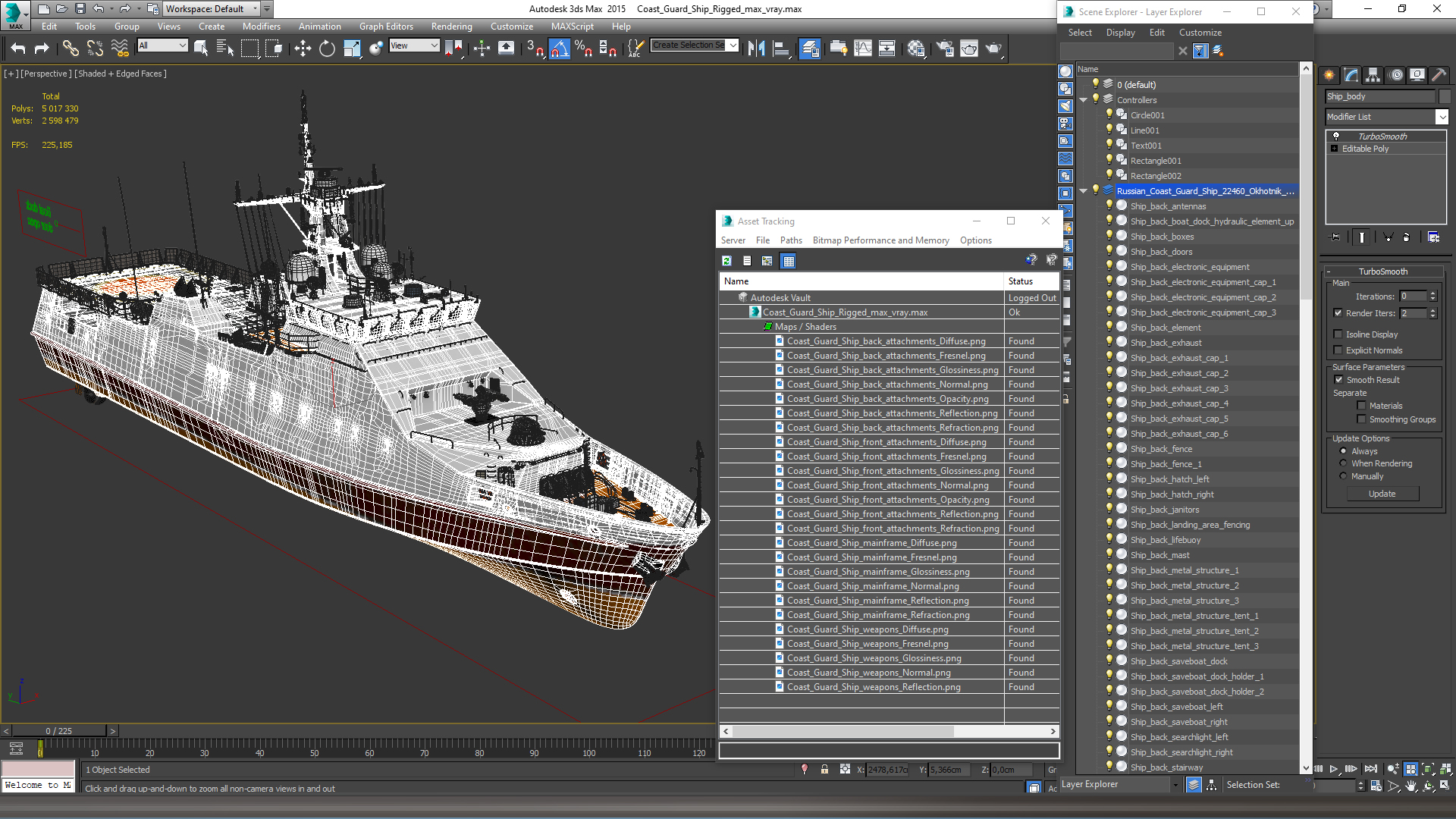 3D Coast Guard Ship Rigged model