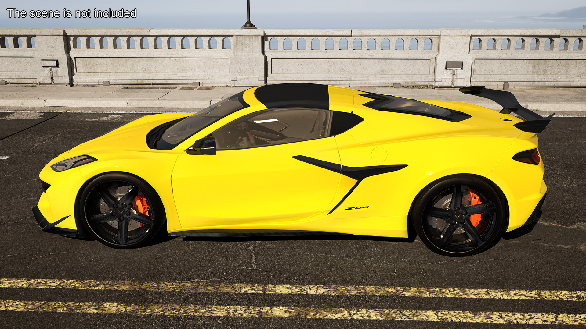 Yellow Chevrolet Corvette Z0 2023 Coupe 3D model