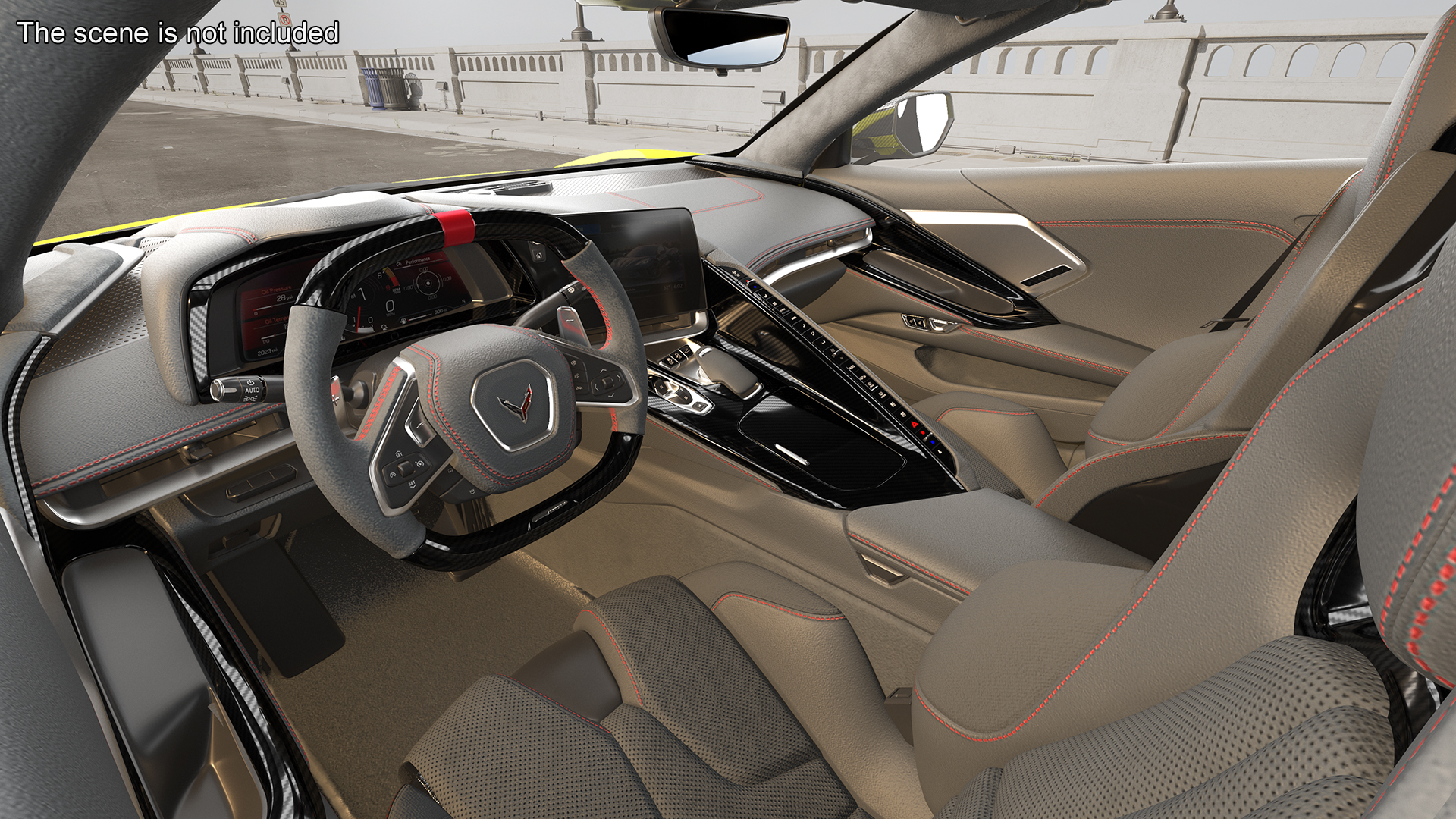 Yellow Chevrolet Corvette Z0 2023 Coupe 3D model