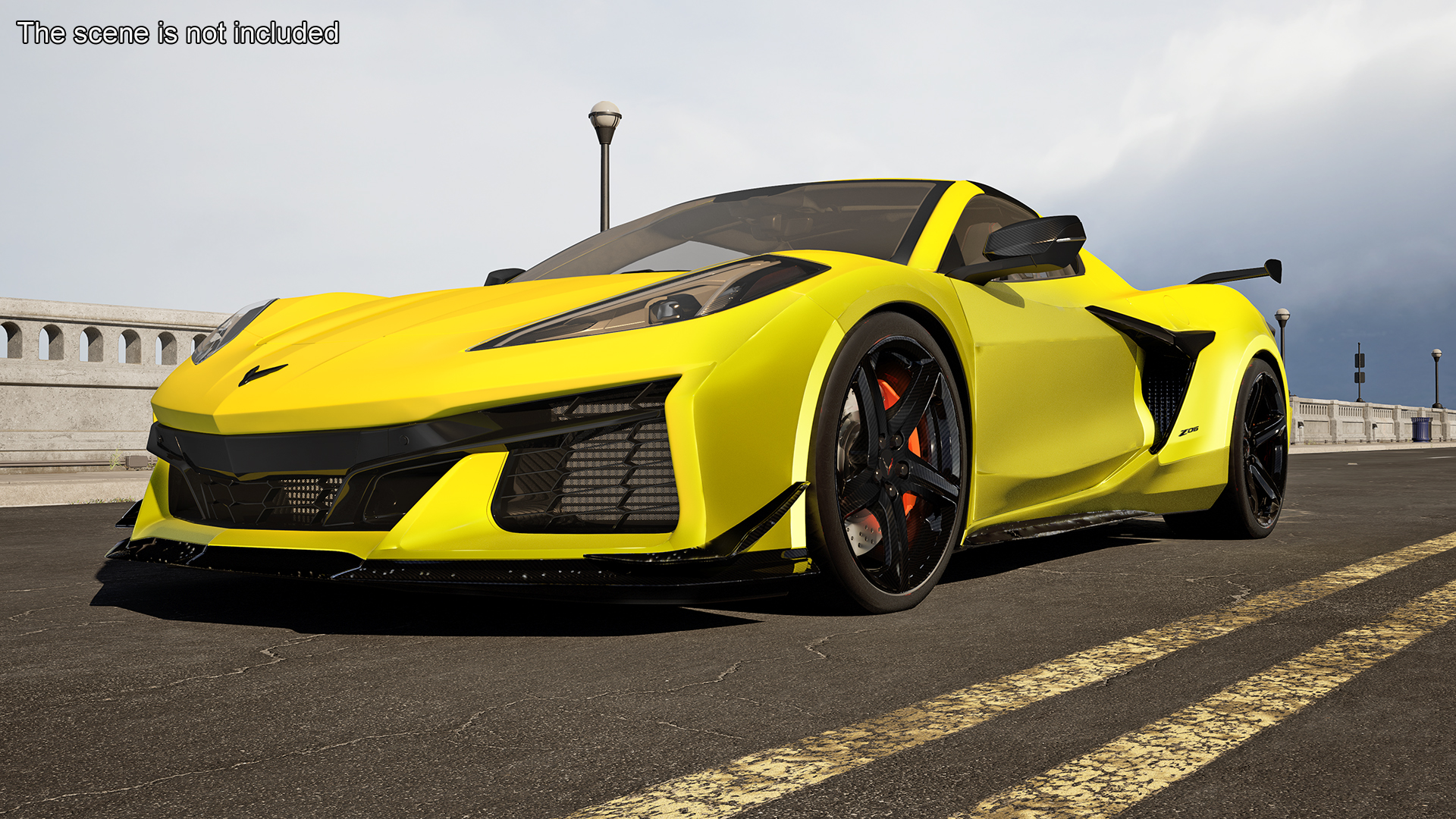 Yellow Chevrolet Corvette Z0 2023 Coupe 3D model