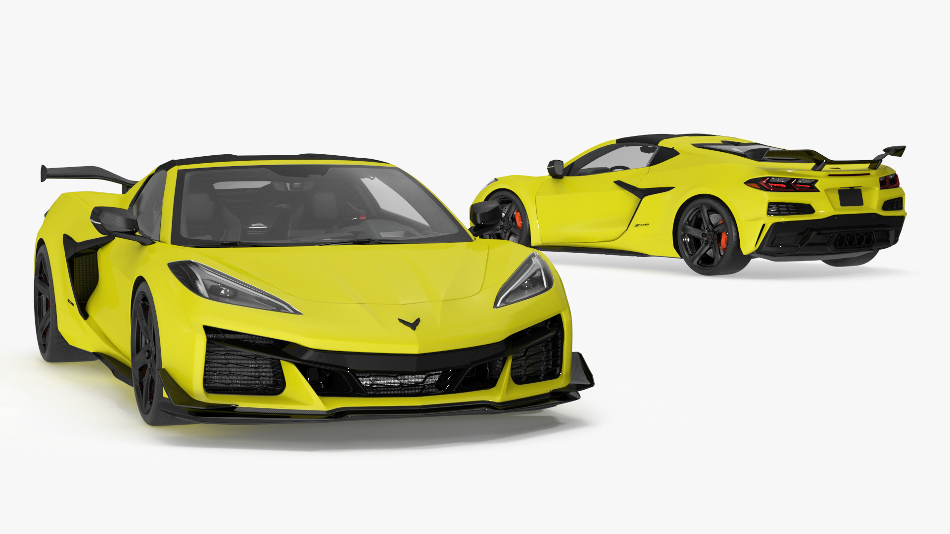 Yellow Chevrolet Corvette Z0 2023 Coupe 3D model