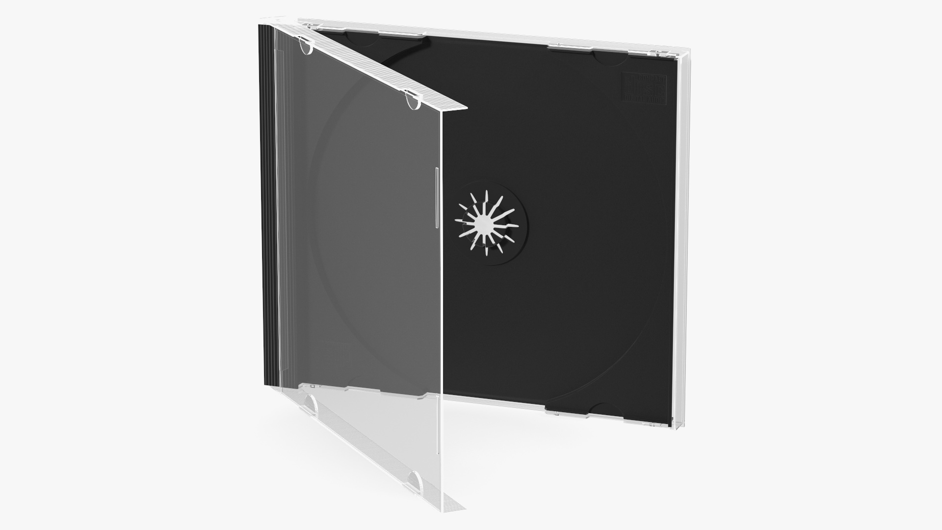 Single Clear CD Jewel Case with Black Tray 3D