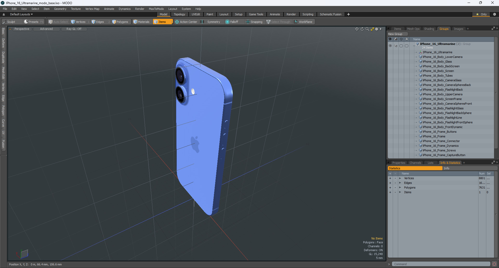 3D IPhone 16 Ultramarine