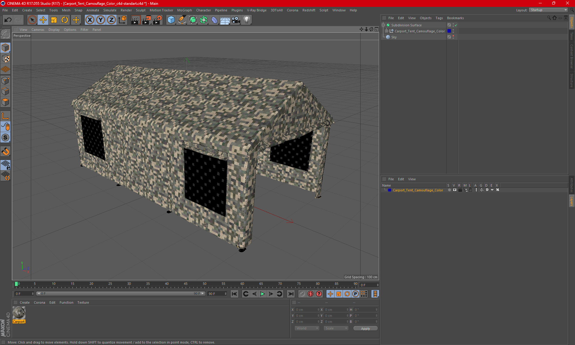 Carport Tent Camouflage Color 3D model