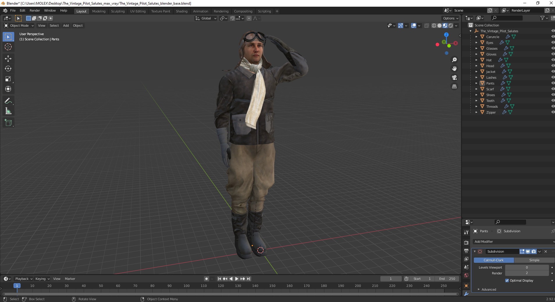3D model The Vintage Pilot Salutes