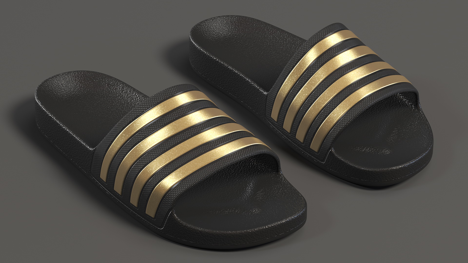 Black Rubber Flip-Flops Slippers 3D