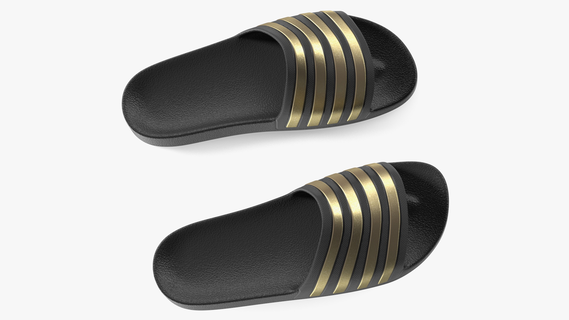 Black Rubber Flip-Flops Slippers 3D