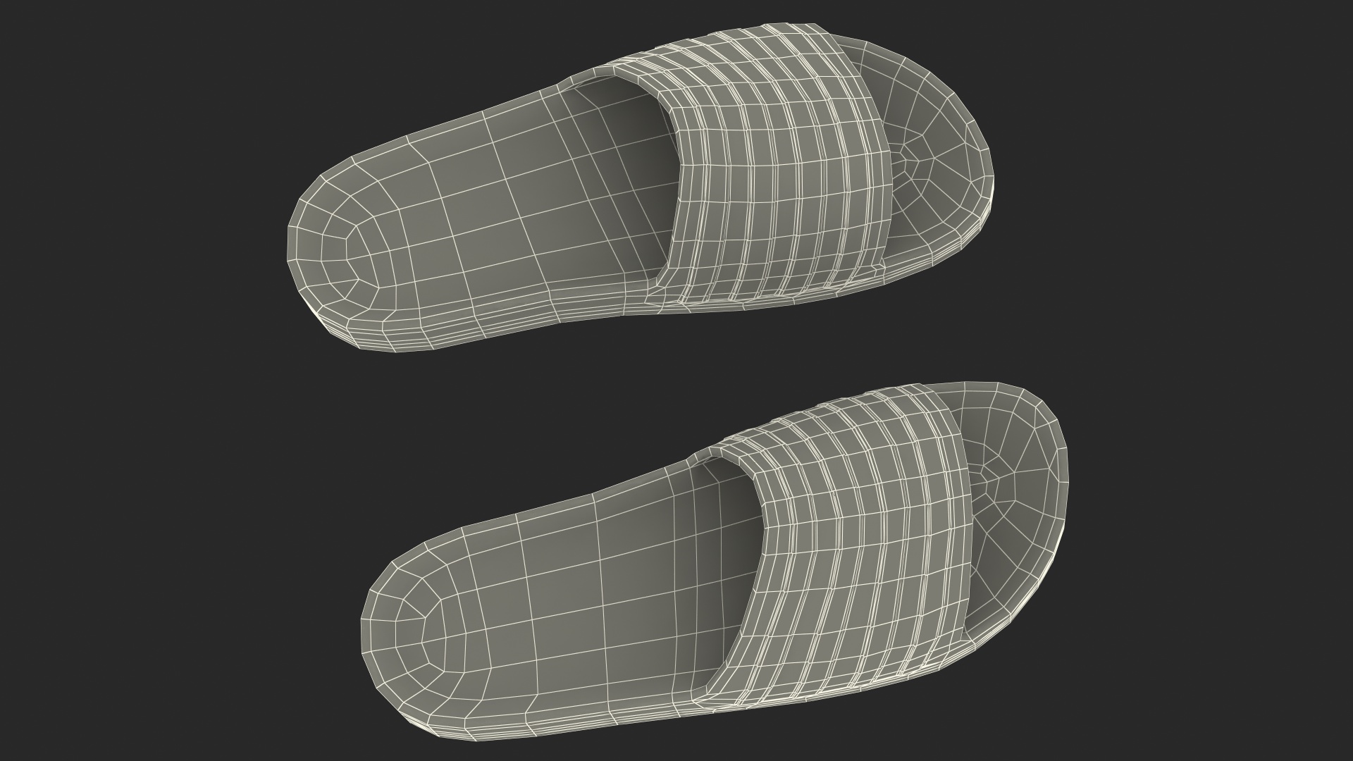 Black Rubber Flip-Flops Slippers 3D