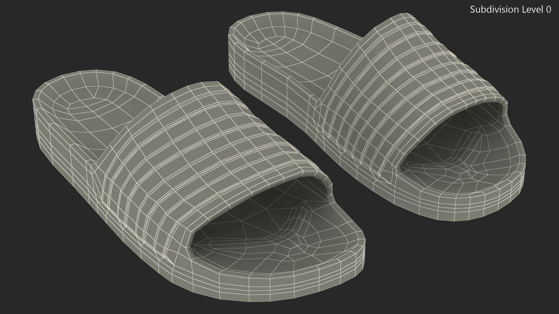 Black Rubber Flip-Flops Slippers 3D
