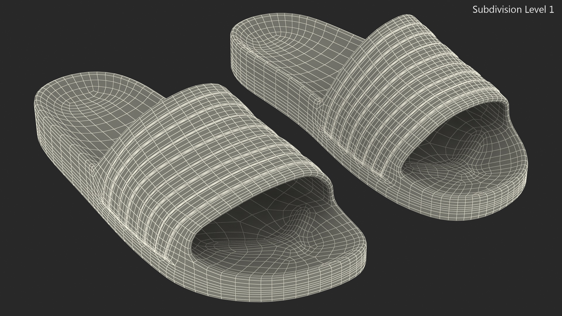 Black Rubber Flip-Flops Slippers 3D