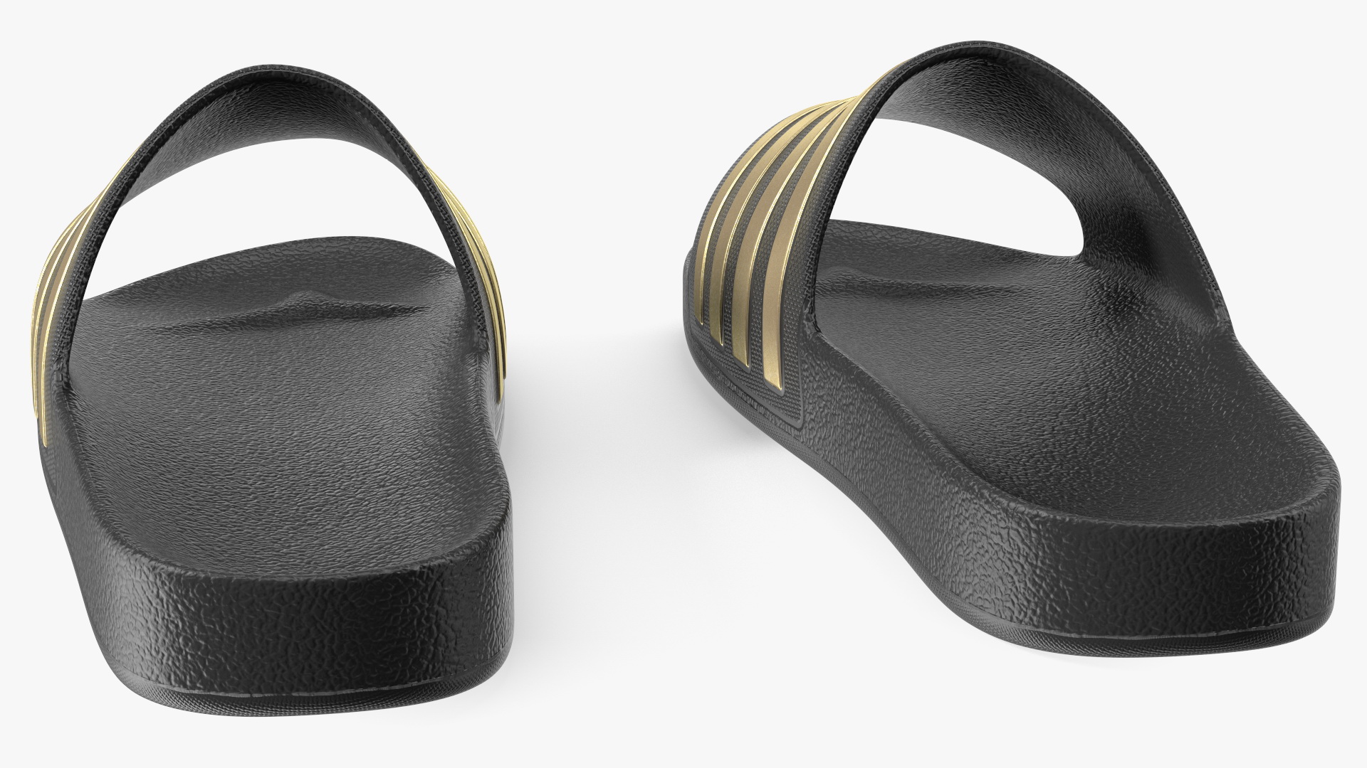 Black Rubber Flip-Flops Slippers 3D