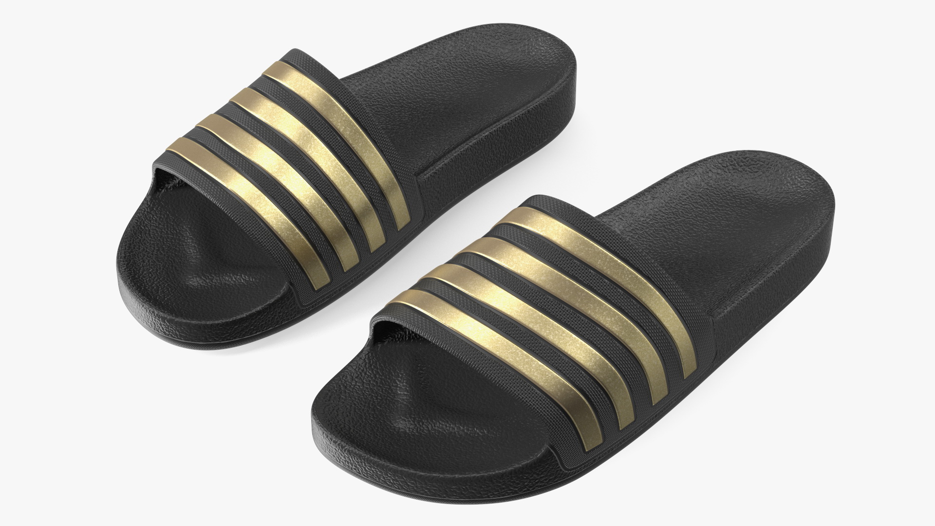 Black Rubber Flip-Flops Slippers 3D