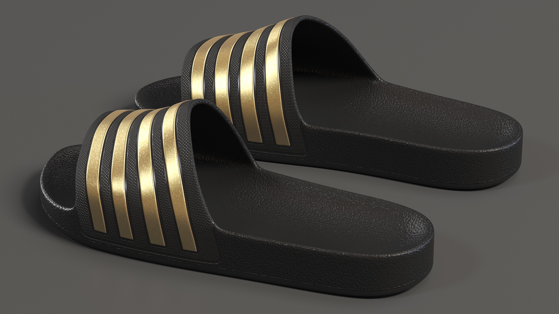 Black Rubber Flip-Flops Slippers 3D