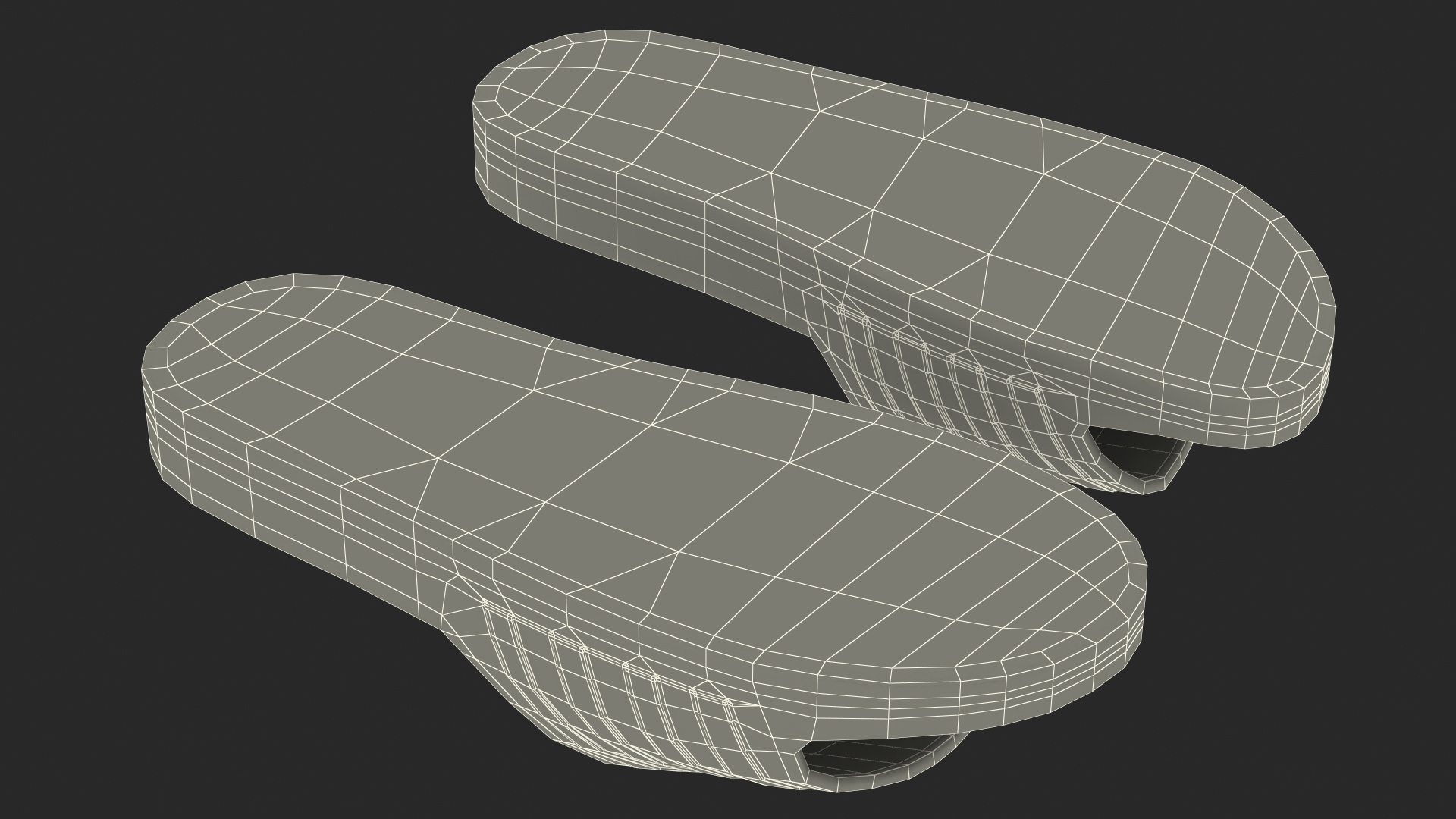 Black Rubber Flip-Flops Slippers 3D