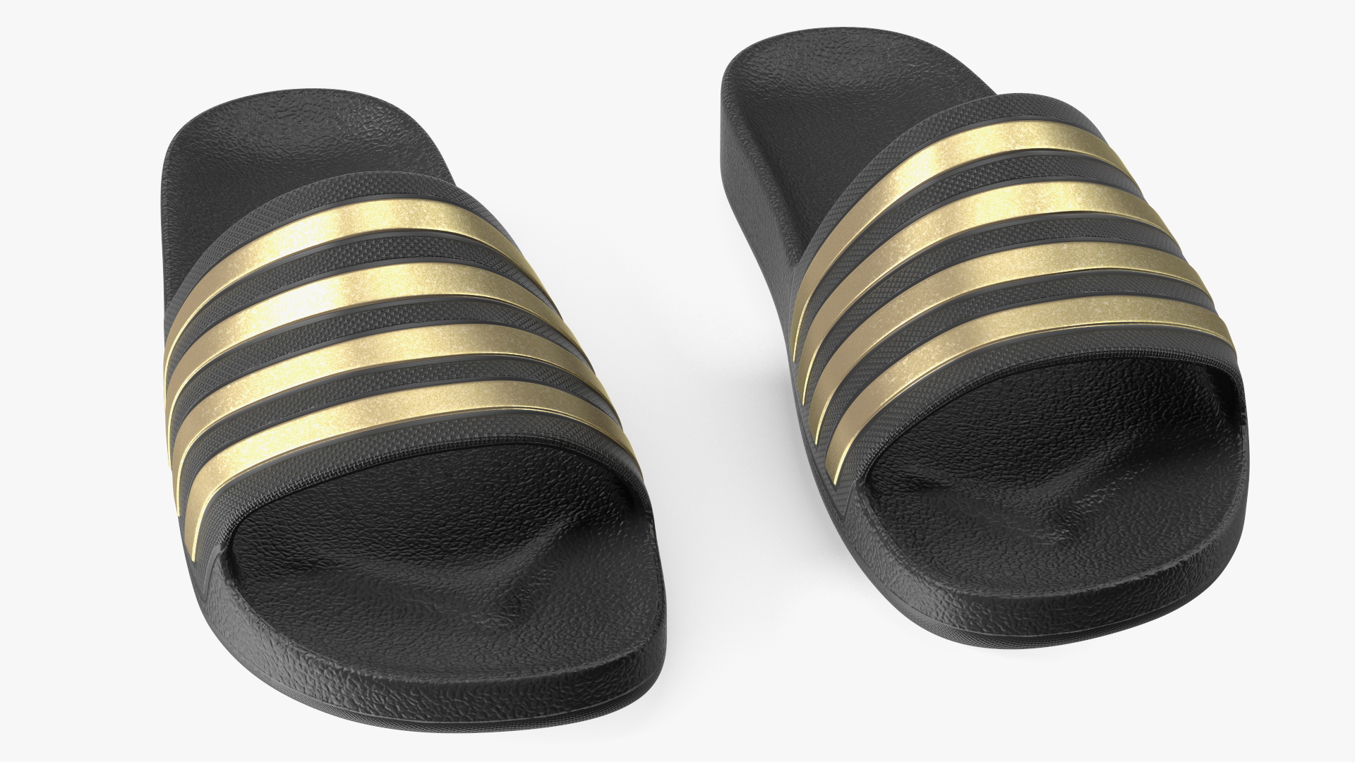 Black Rubber Flip-Flops Slippers 3D