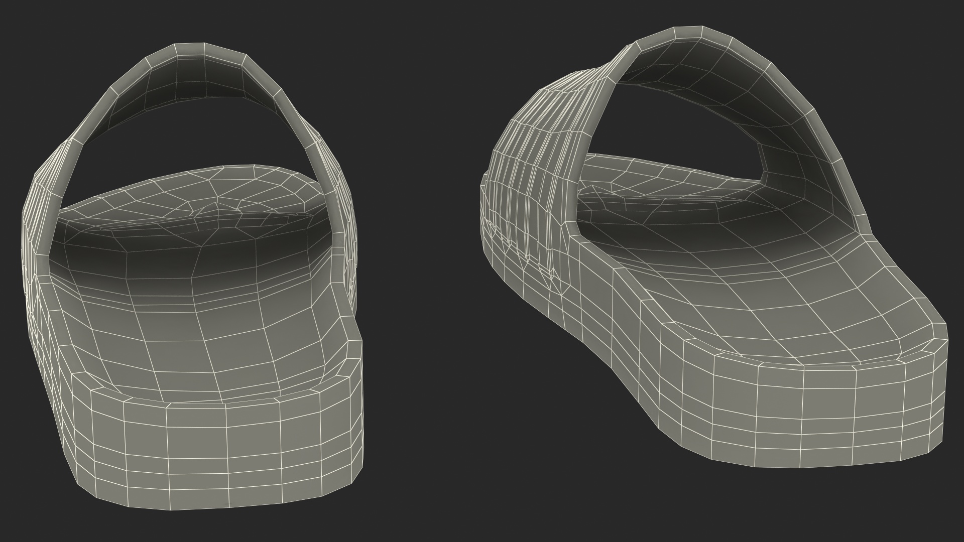 Black Rubber Flip-Flops Slippers 3D
