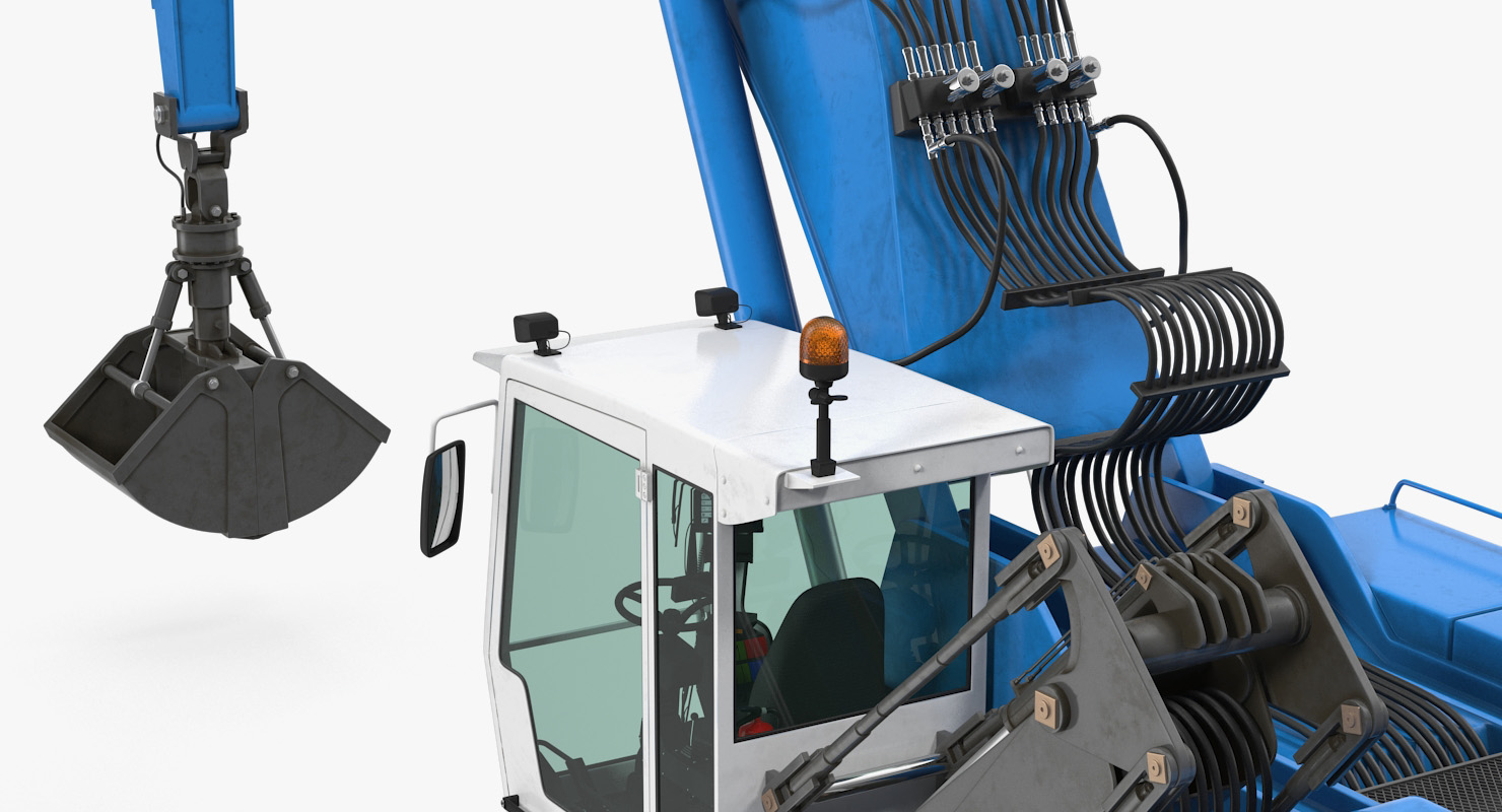 3D Excavator on Wheels Terex Fuchs MHL360 model