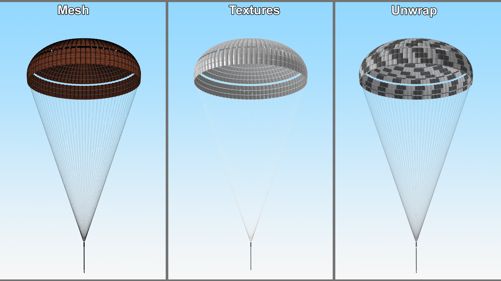 3D Single Subscale Parachute White