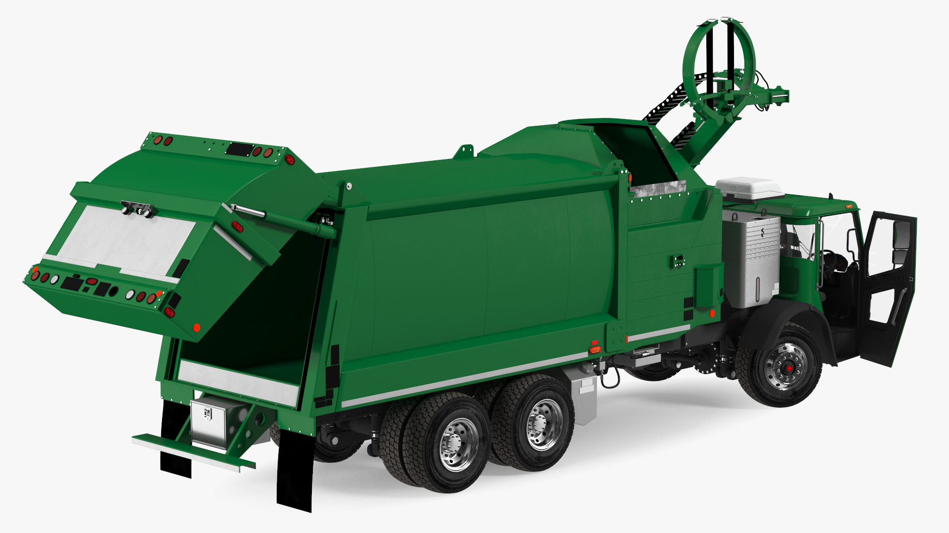 Trash Truck Electric Green Rigged for Maya 3D