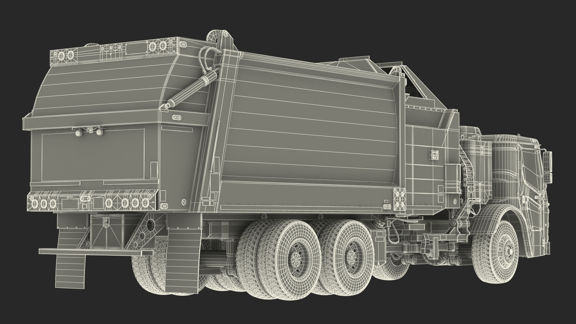 Trash Truck Electric Green Rigged for Maya 3D
