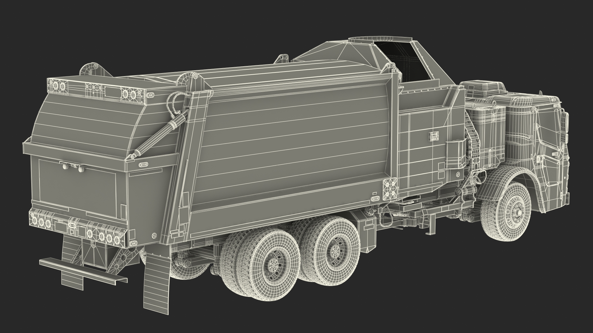 Trash Truck Electric Green Rigged for Maya 3D