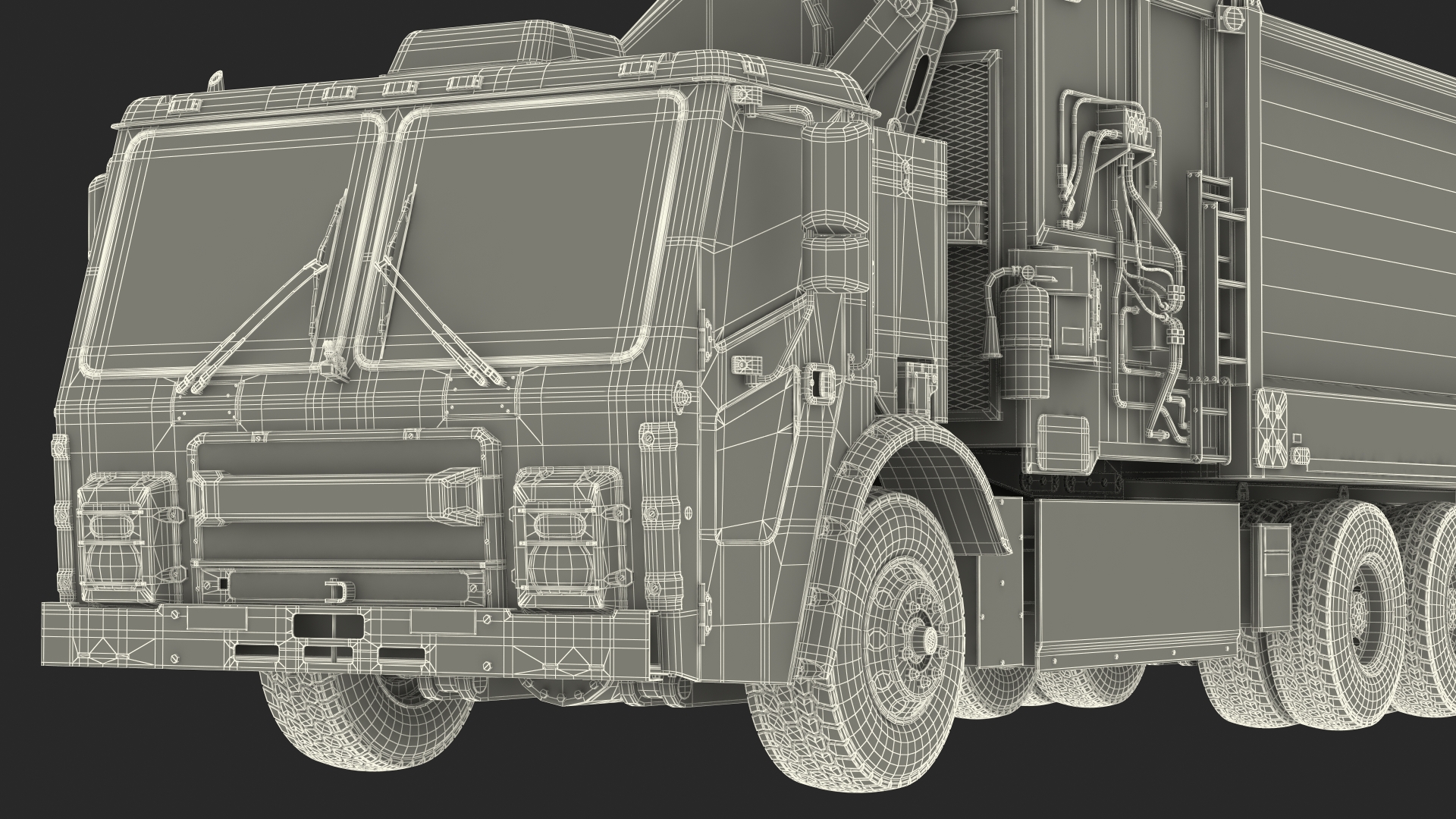 Trash Truck Electric Green Rigged for Maya 3D