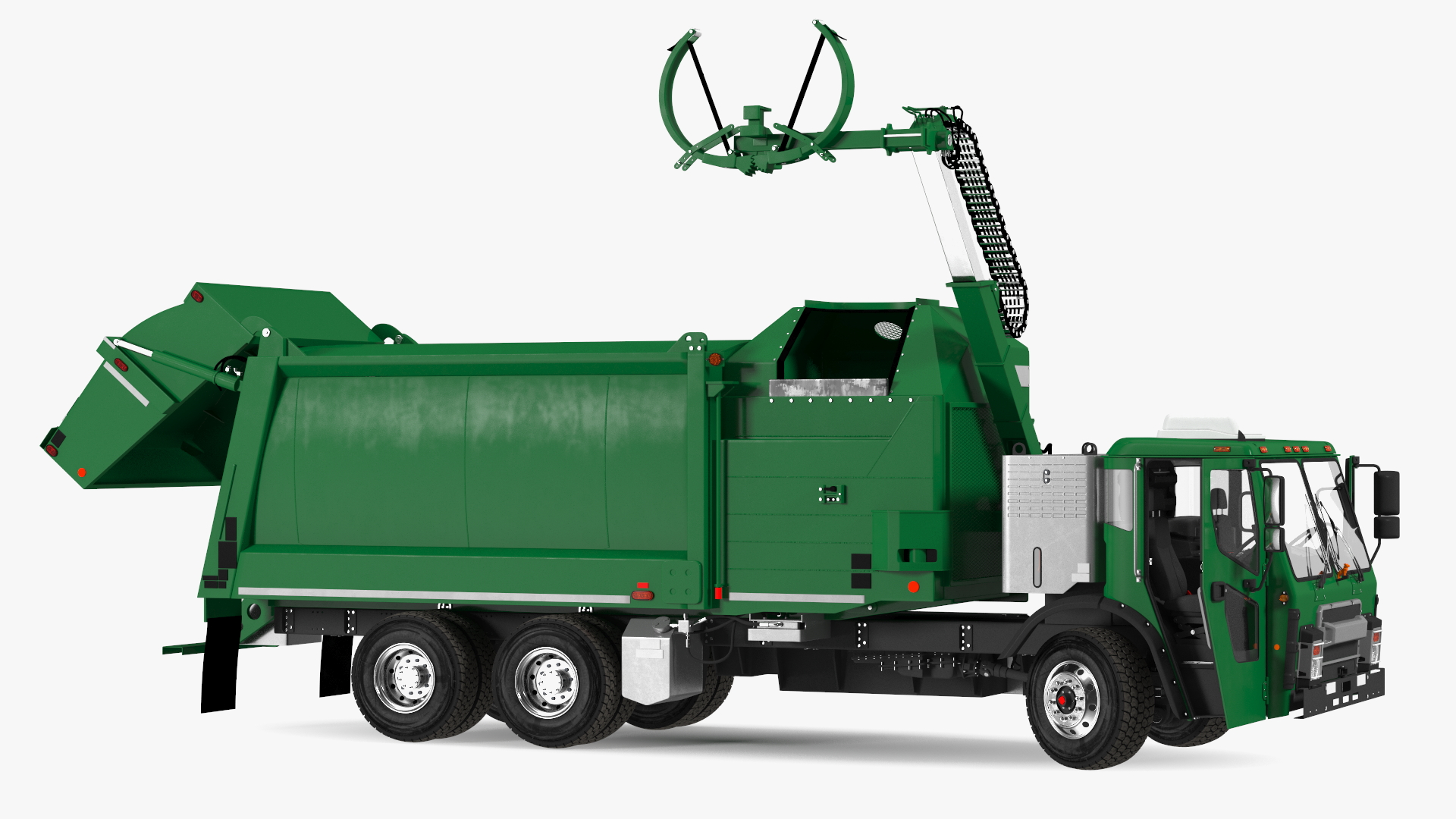 Trash Truck Electric Green Rigged for Maya 3D