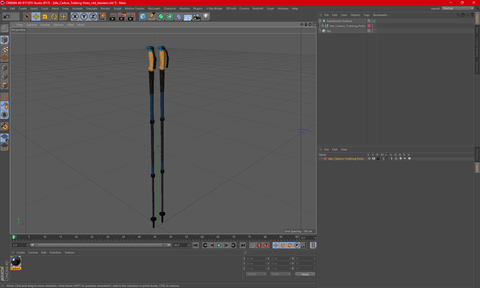 3D Idle Carbon Trekking-Poles