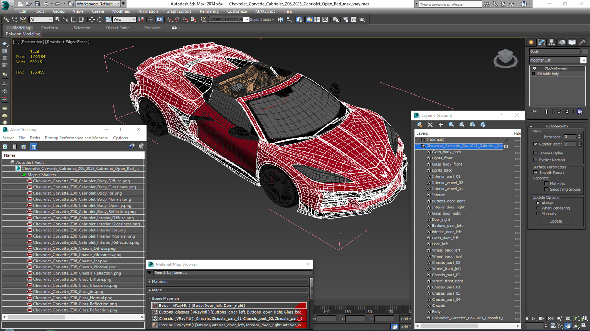 3D Chevrolet Corvette Cabriolet Z06 2023 Cabriolet Open Red