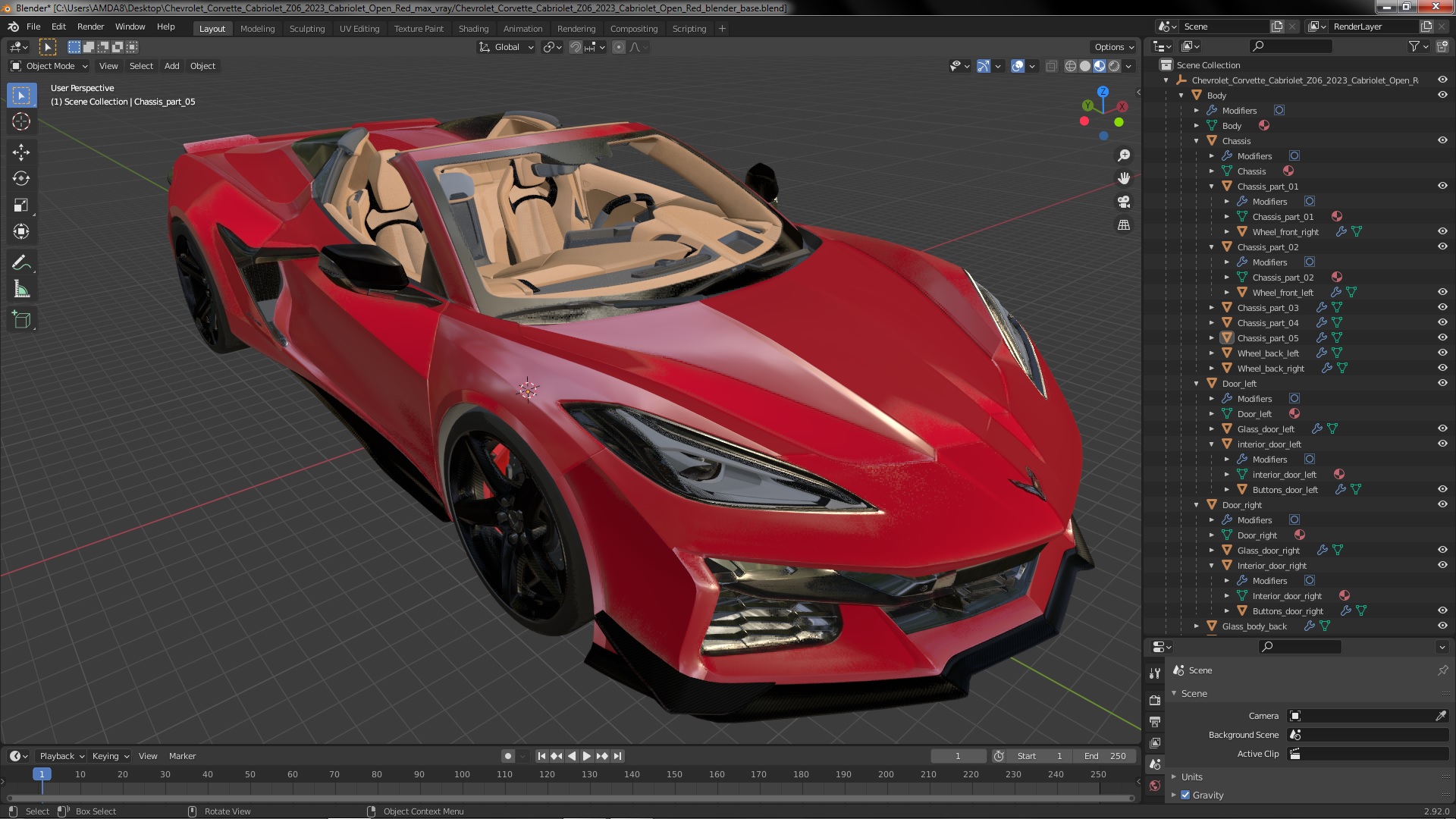 3D Chevrolet Corvette Cabriolet Z06 2023 Cabriolet Open Red