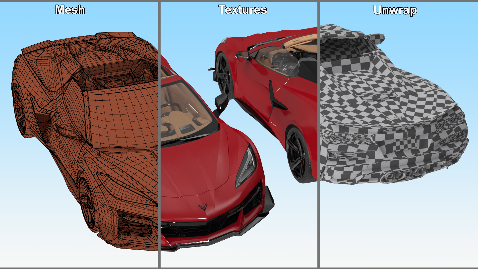 3D Chevrolet Corvette Cabriolet Z06 2023 Cabriolet Open Red