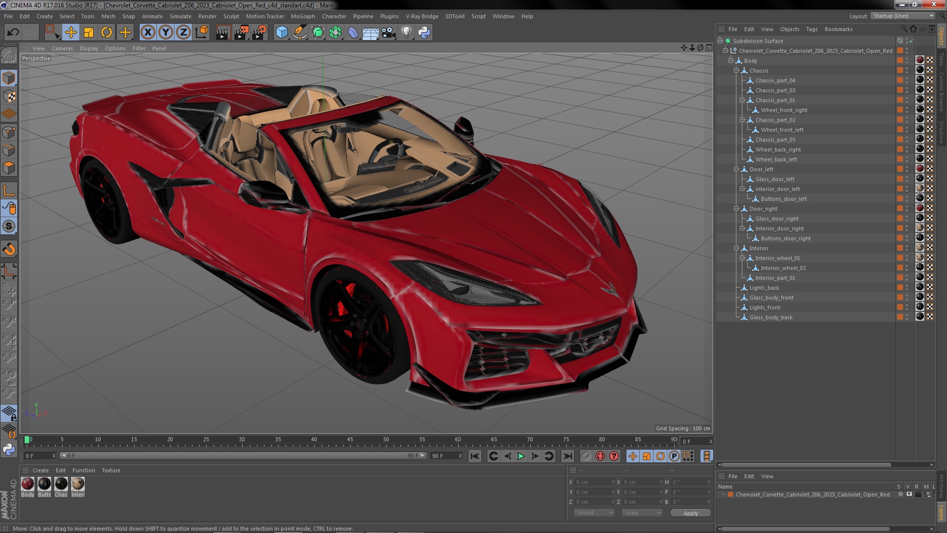3D Chevrolet Corvette Cabriolet Z06 2023 Cabriolet Open Red
