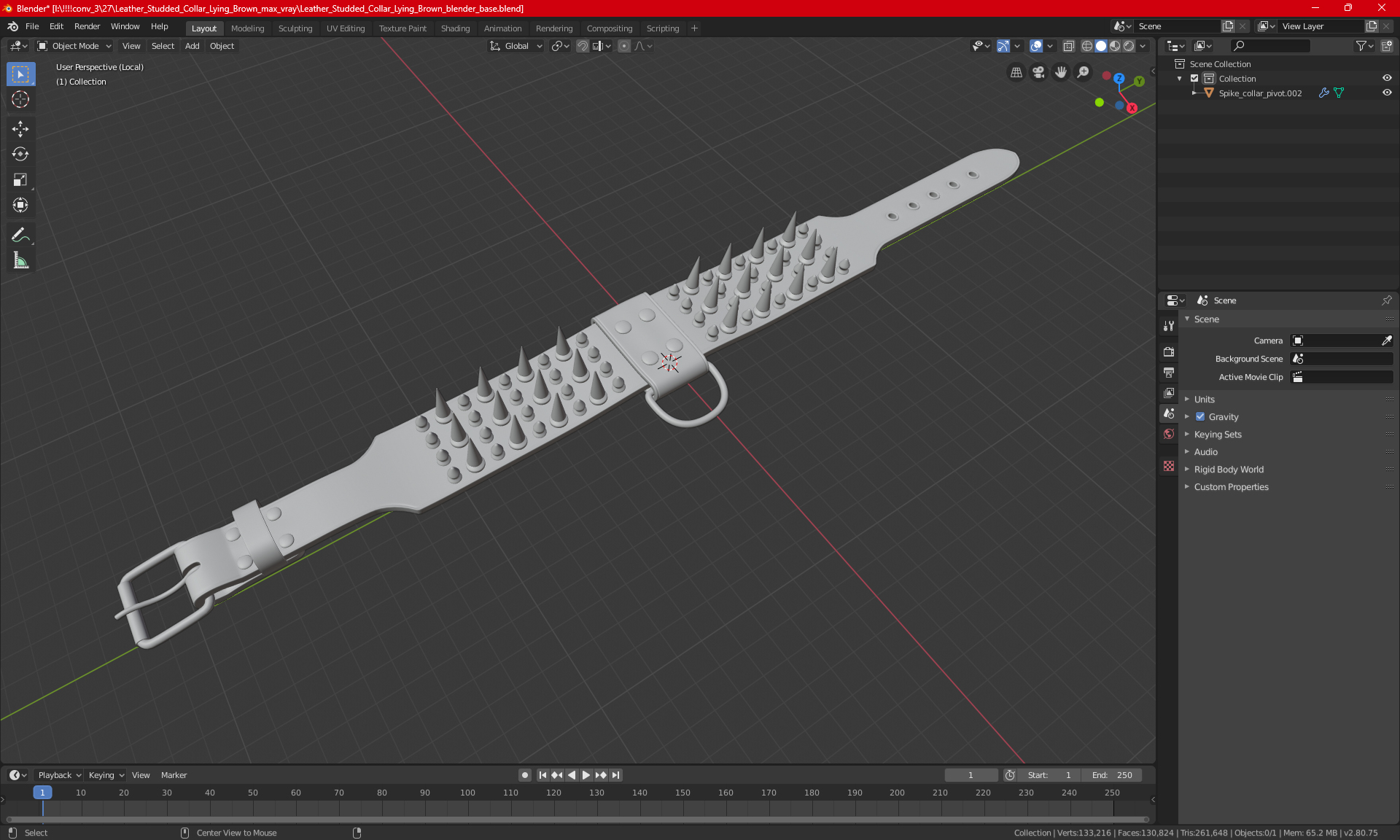 Studded Dog Collar Lying 3D model