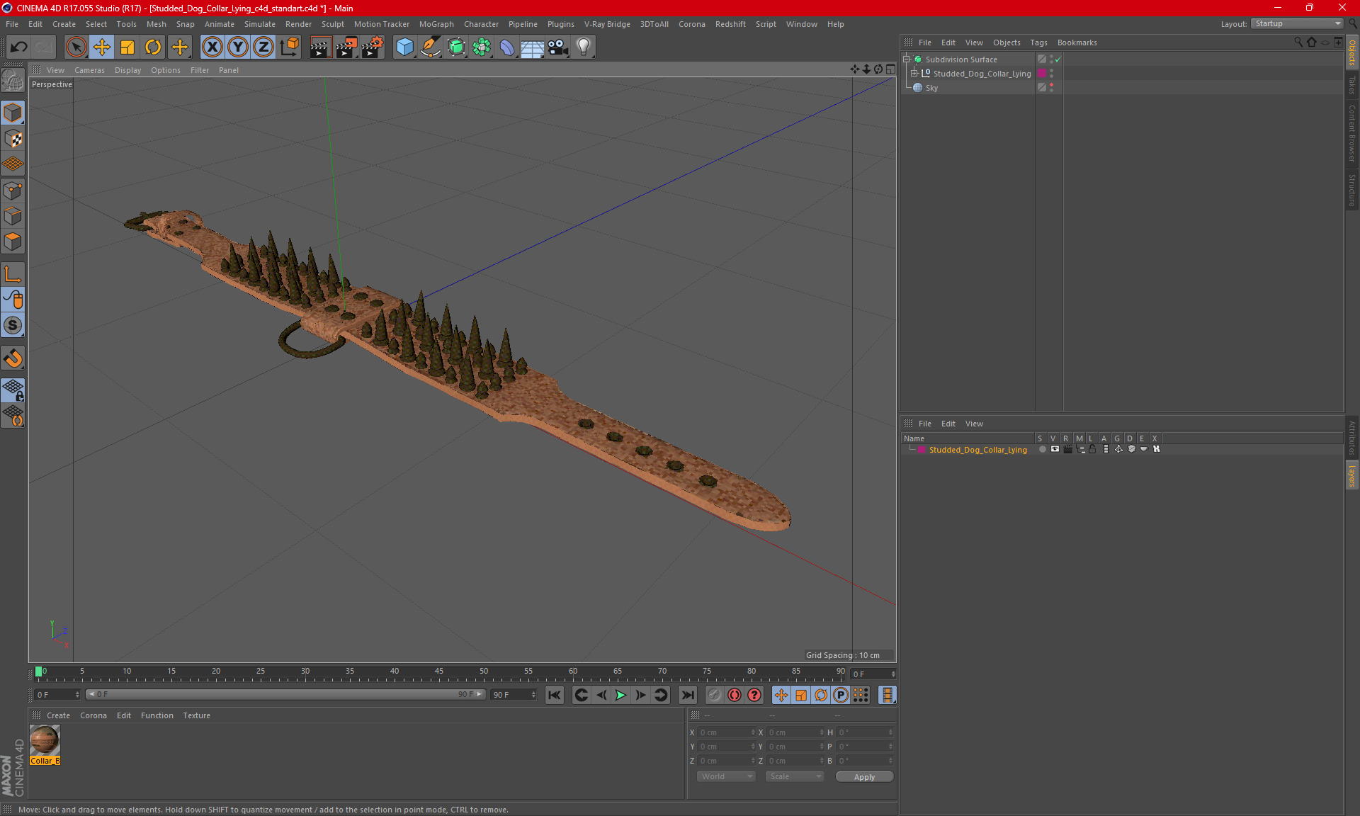 Studded Dog Collar Lying 3D model