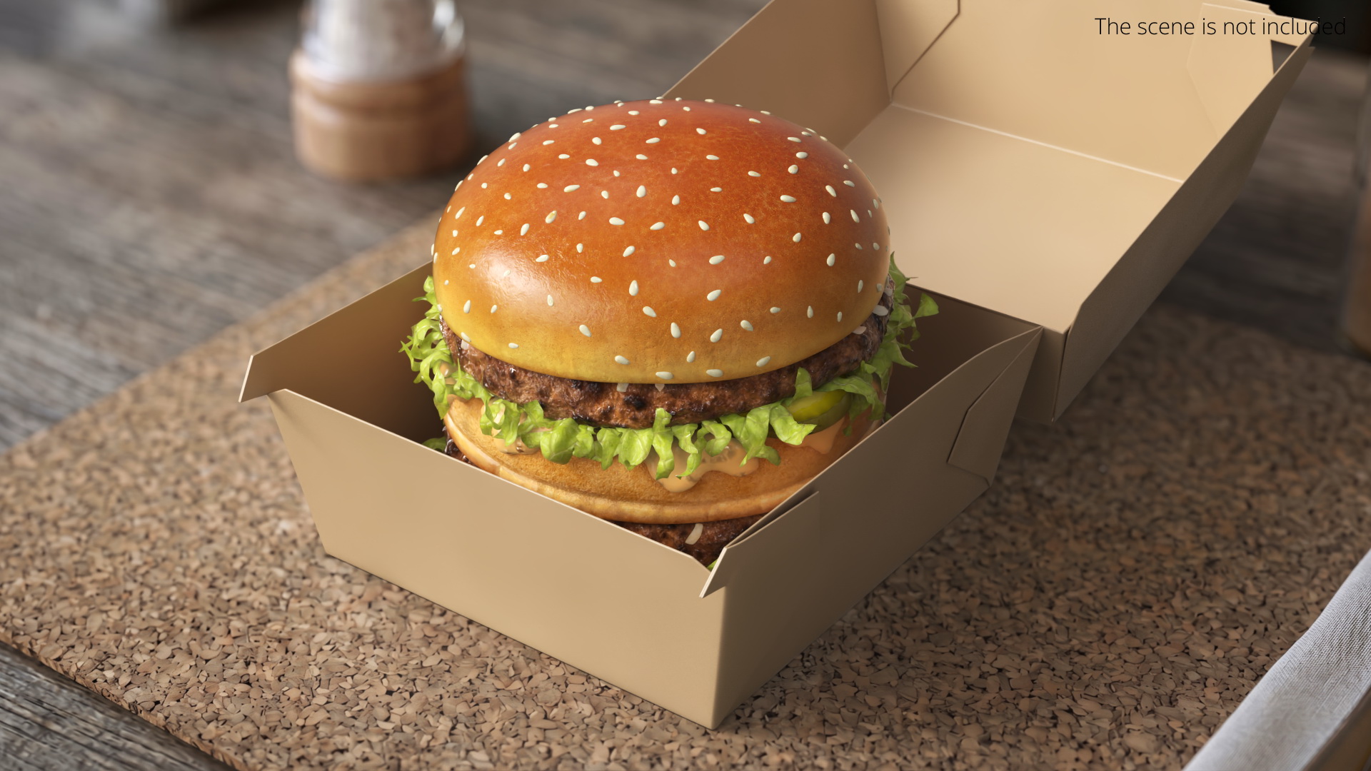 Beef Burger with Packaging Container, view 2